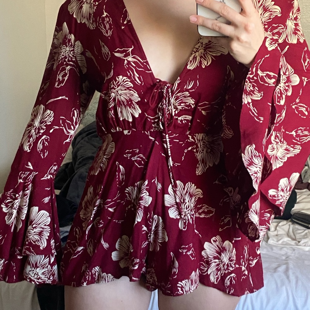 Cotton Candy Burgundy Floral Mini Dress